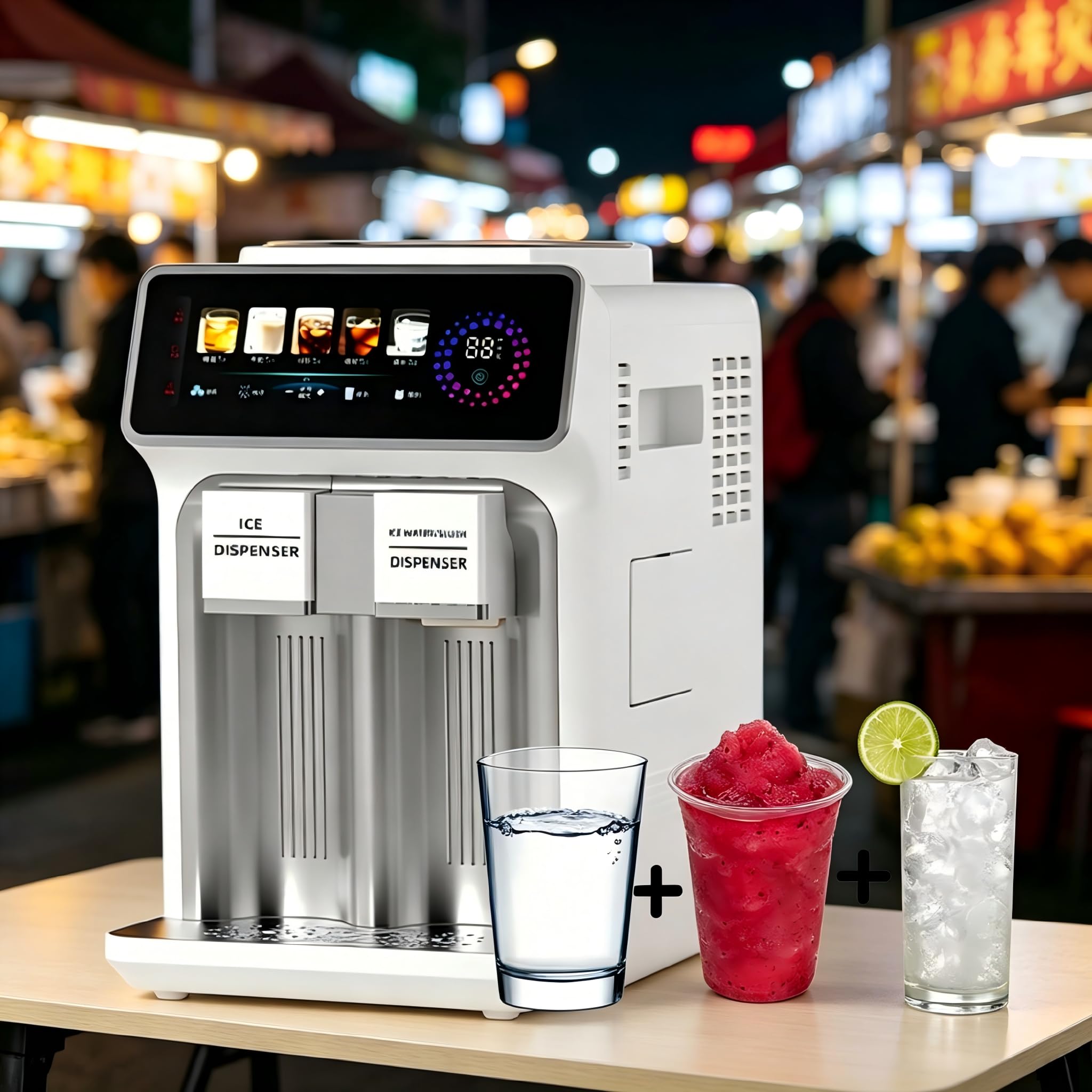 3-in-1 Water Dispenser with Built-in Ice Maker, Bullet & Crushed Ice,Cold Water, for Home and Office, 15KG (33.07 Lbs)/24H,12 Ice Cube/6Min, Self-Cleaning, 1KG (2.20 Lbs) Storage, 48dB white