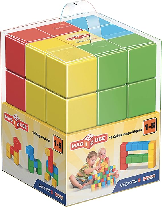 Geomag Magicube Shapes - 32 Cubes Magnétiques En Plastique Recyclé Pour Enfants Dès 1 An - Jeu De Construction Éducatif 4 Couleurs