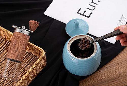 Miniatura 5 de Kitchen Canisters - Tarro de cerámica vintage para almacenamiento de alimentos con tapa hermética para té, café, hierbas, azúcar, especias, nueces