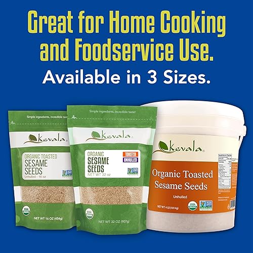 Miniatura 7 de Kevala Semillas de sésamo tostadas orgánicas, sin cáscara, 4 lb