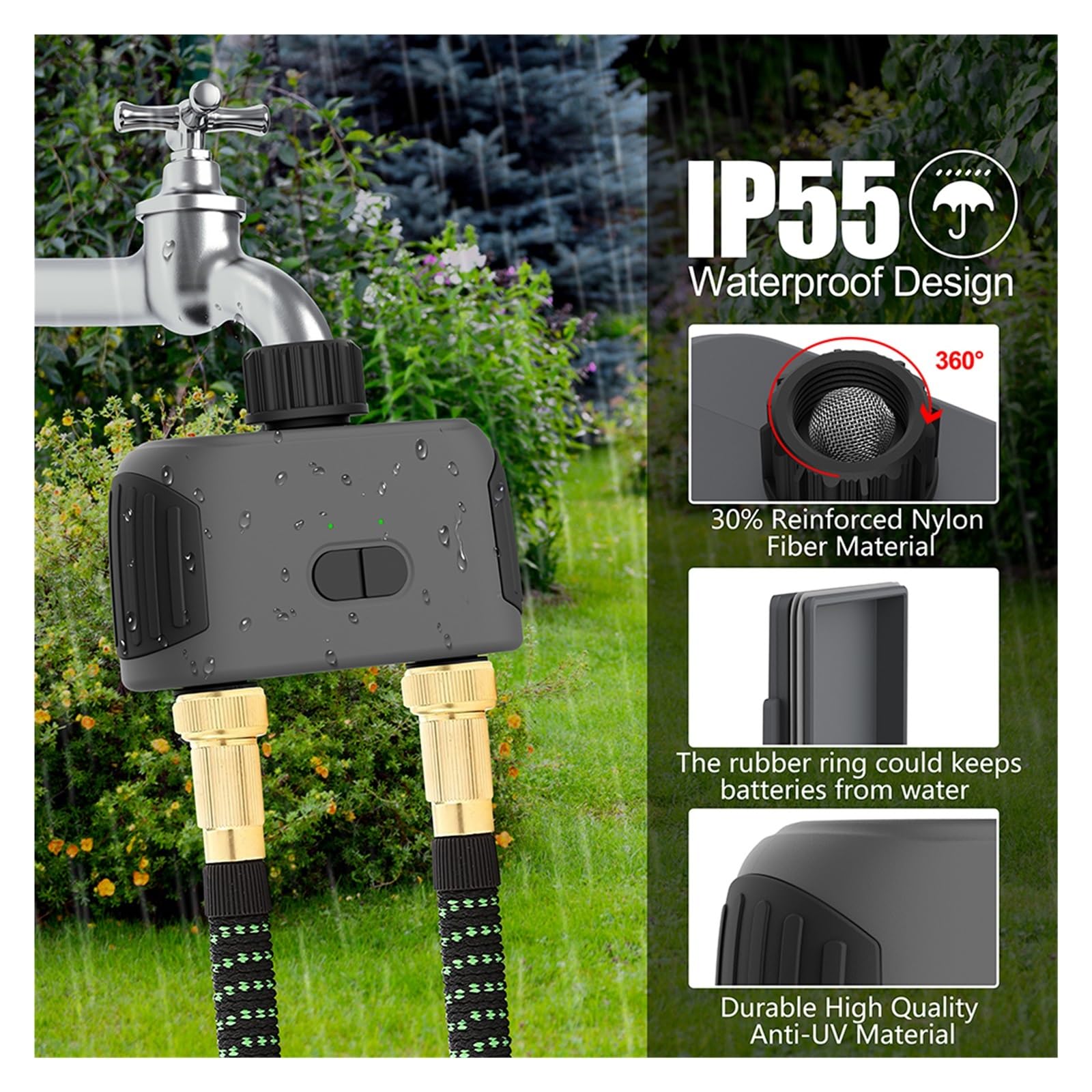 WIFI Podlewanie Ogrodu Timery 2 Wylot Inteligentny Zraszacz Kontroler Nawadniania Kropelkowego Zawór Wody Opóźnienie Deszczu Programowalne Kontrolery OszczęDność Wody(2PCS Timers-HUB)