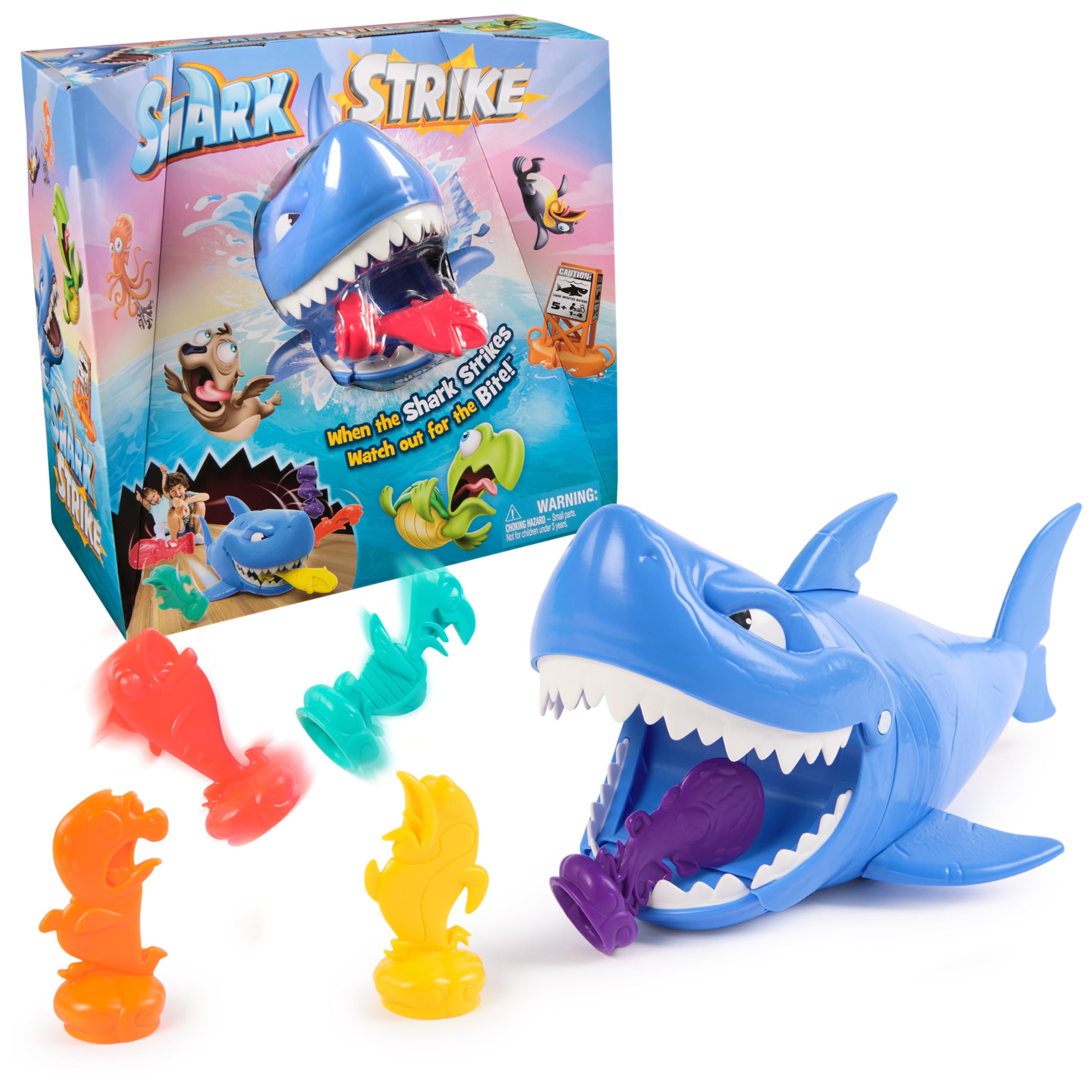 Spin Master Games Shark Strike Bowling Game with Wind-Up Jaw-Chomping Action Easy Activity Toy for Preschoolers Fun for