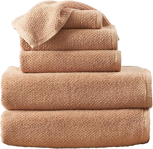 Great Bay Home Juego de 6 toallas de baño 100 % algodón, 2 toallas de baño, 2 toallas de mano y 2 toallas faciales. Toallas de tejido de palomitas