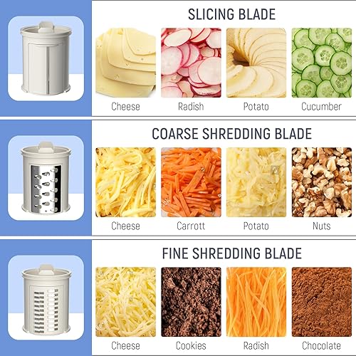Miniatura 2 de Ollygrin - Rallador eléctrico de queso giratorio 3 en 1 de acero inoxidable, cortador eléctrico de verduras, cortador multifuncional para verduras y
