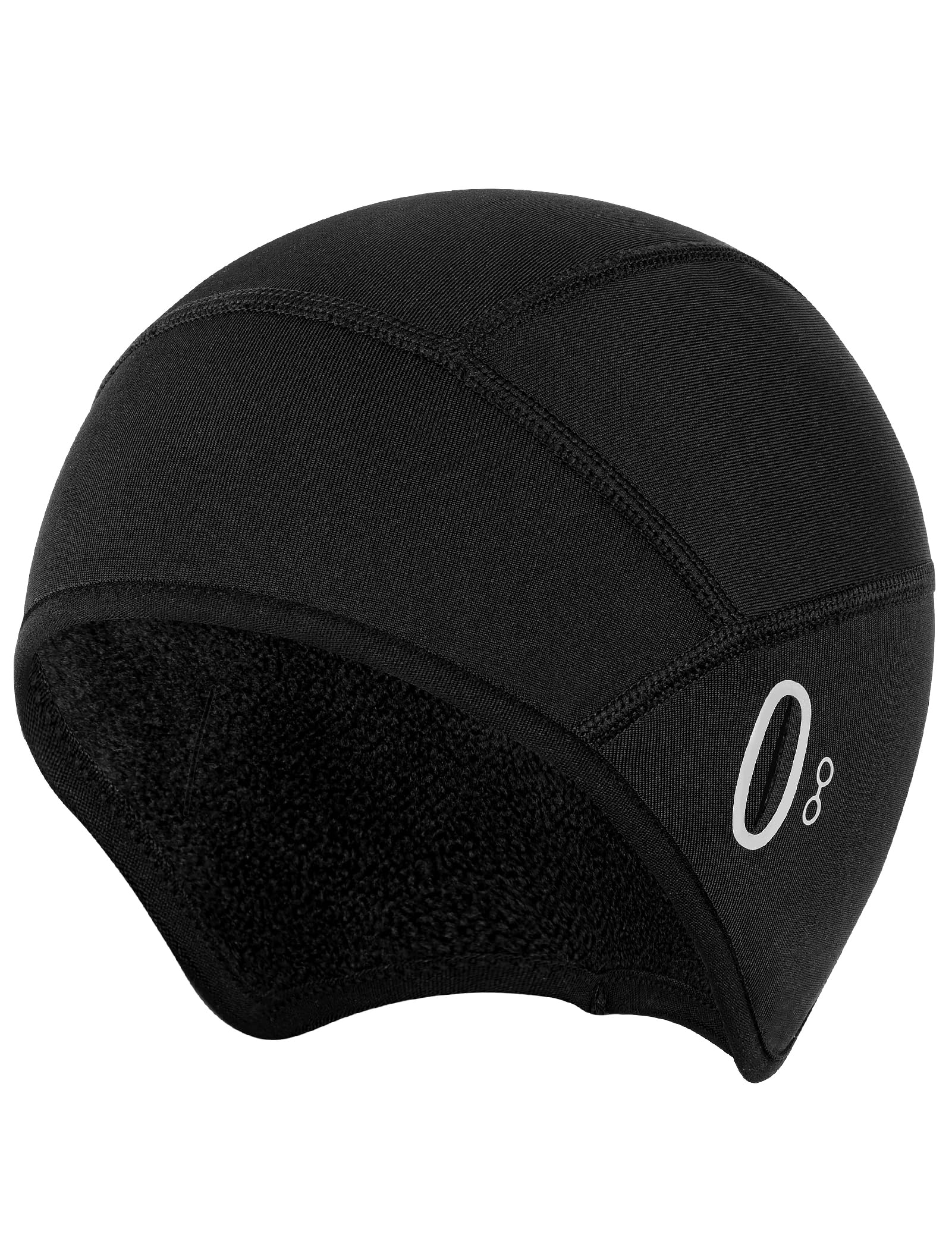 Becellen Czapka na kask dla dzieci, zimowa czapka termiczna na rower, jeden wzór z otworem na okulary, ciepła, wiatroszczelna, czapka sportowa, uniseks, czarna czapka pod kask rowerowy, dla chłopców i
