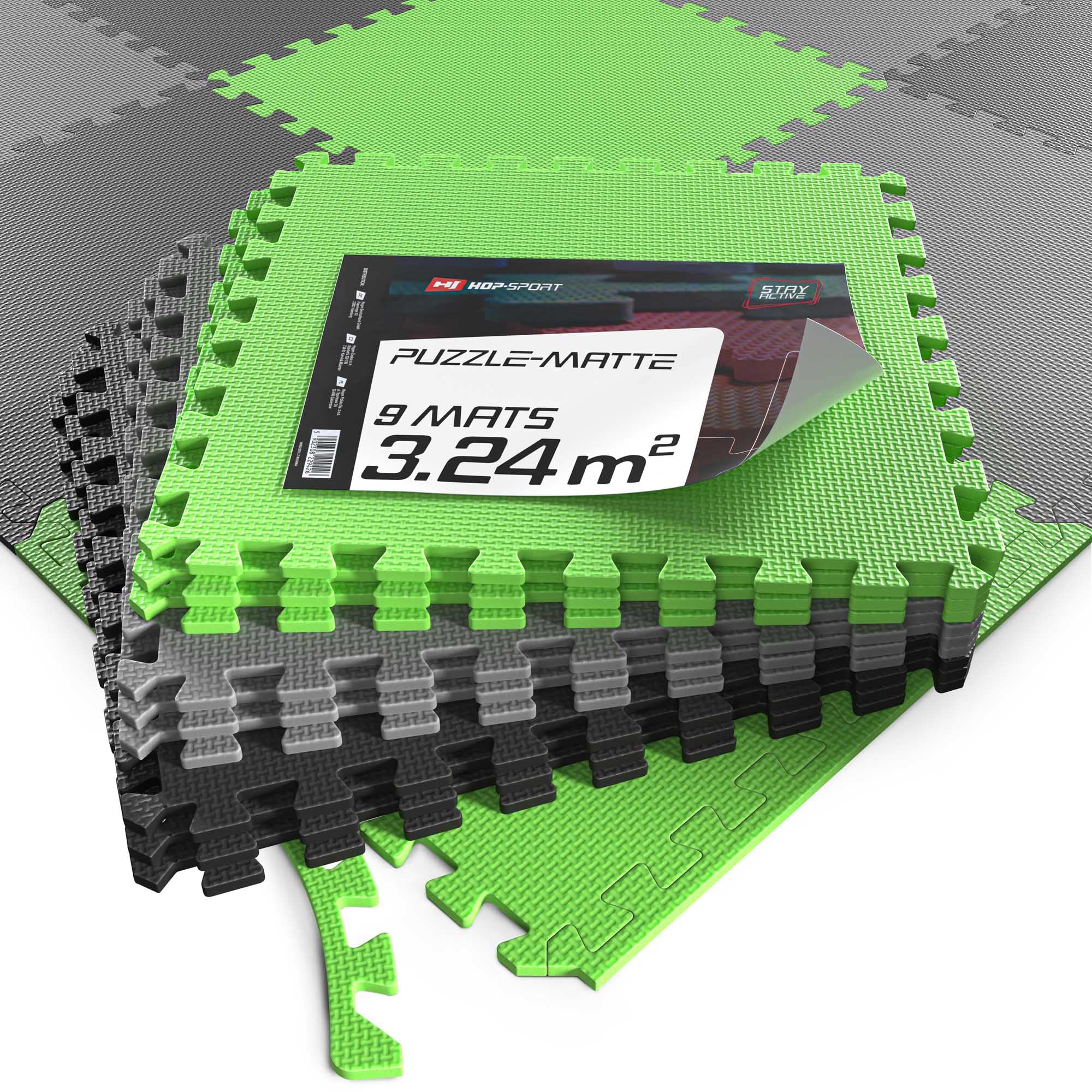 Hulser Fitness Puzzlematte - 12-teilig 4,32 M² Bodenschutz Für Sport & Spiel