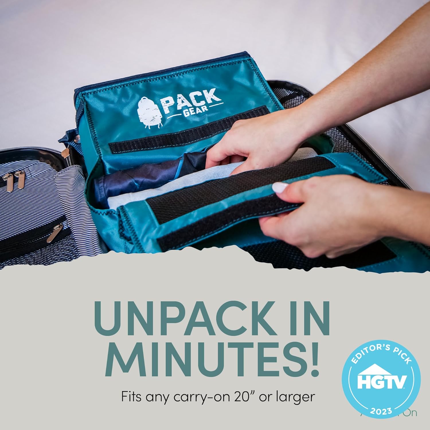 Pack Gear Hanging Luggage Organizer - Our Carry On Closet Insert Fits inside easily - Our Hanging Luggage Organizer Uses Velcro to Allow Instant Access to your Clothes (Mesh Green, Carry-On Size) - Image 5