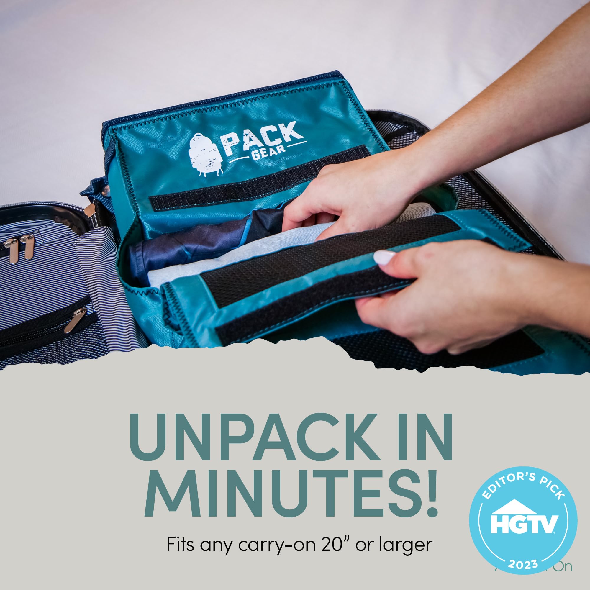 Pack Gear Organizer do walizki, zapakuj więcej do swojego dużego bagażu podręcznego, natychmiast rozpakuj za pomocą tych kompresyjnych kostek do pakowania do walizek, wiszący organizer na półkę do szafy (zielony) (podręczny )