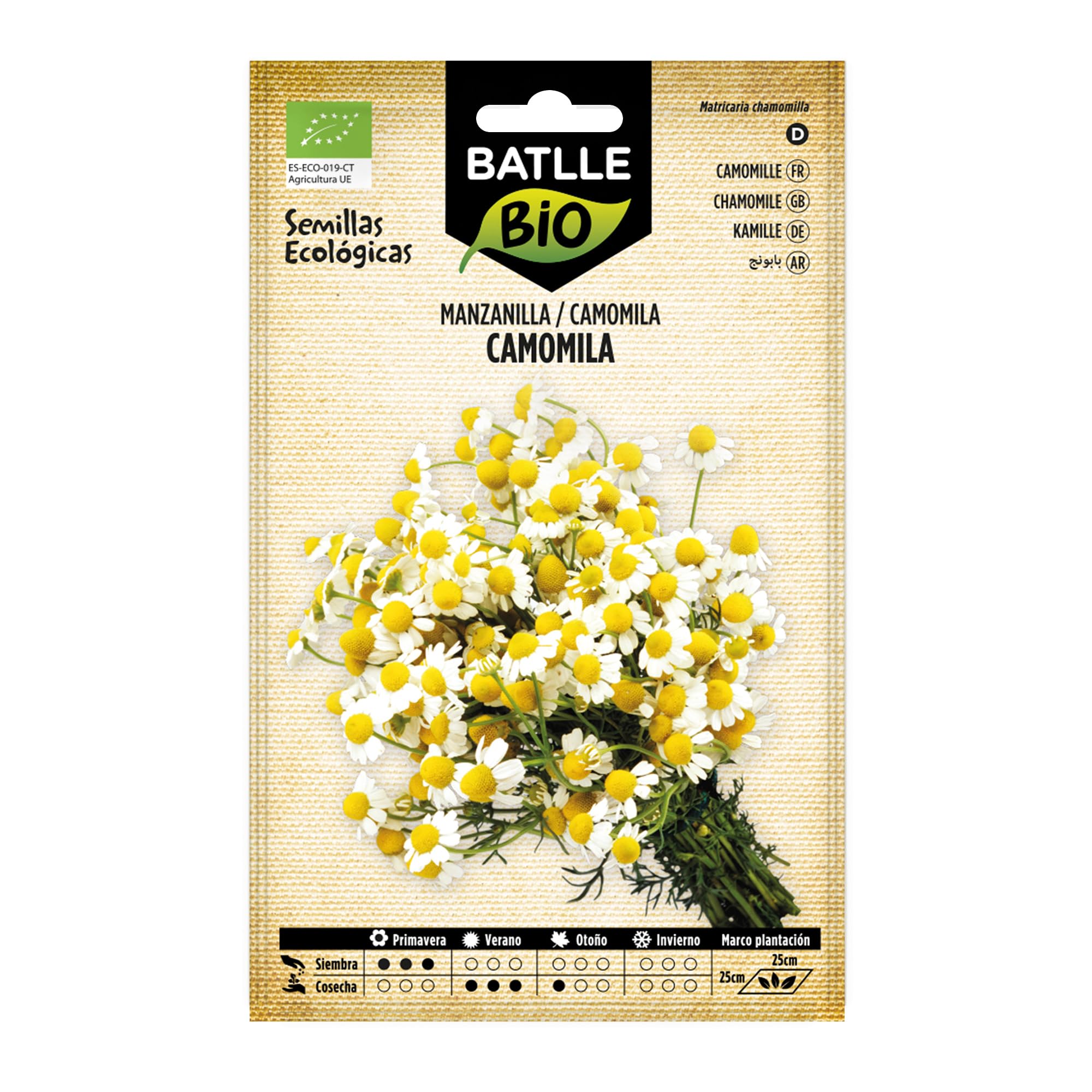 BATLLEBIO Manzanilla Camomila – Bolsa de Semillas para Plantar – Planta Aromática y Medicinal para Infusiones, Huerto Urbano, Macetas y Jardín