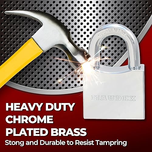 Miniatura 5 de RPB50 Candado resistente con 5 llaves  Grillete endurecido resistente a los cortes de 0.394 in  Cuerpo cromado resistente a la intemperie  Cerradura