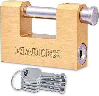 Maudex® MBX70 Latón, Candado con llave apto para exteriores, Resistente contra taladros, manipulaciones, Candado de seguridad para puertas
