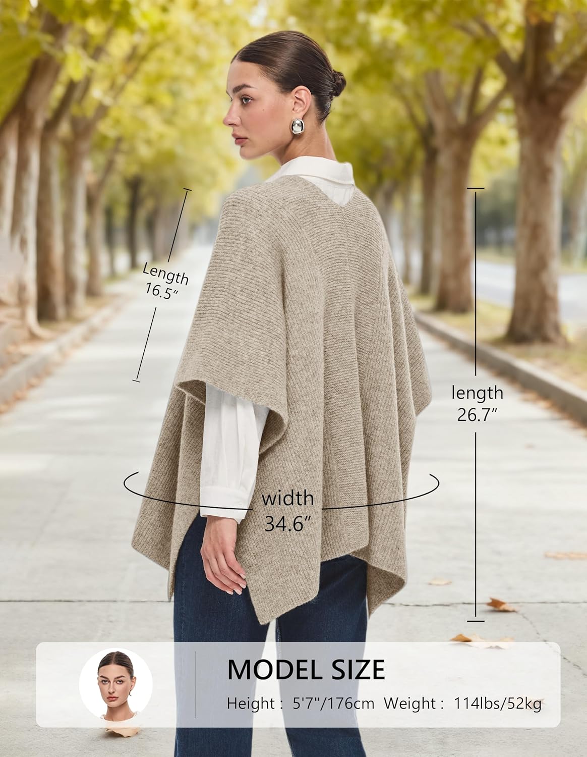 PULI Womens Luxury Open Front Shawl Wraps Casual Chunky Warm Capes Ribbed Knit Poncho Travel Sweater for Fall Winter - Image 4