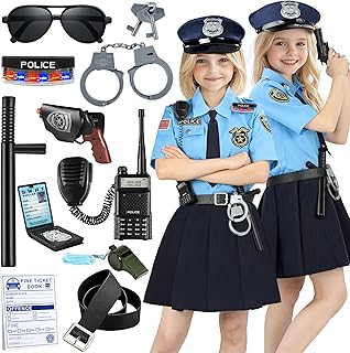 Luucio Police Costume for Girls, Police Officer Costume for Kids with Accessories, Halloween Costumes for Girls 3-12 - Buy now
