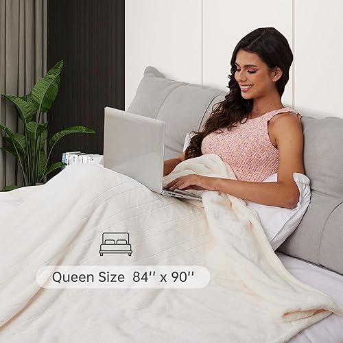 Miniatura 5 de McJaw Manta eléctrica de tamaño matrimonial de 72 x 84 pulgadas, 4 ajustes de calor y apagado automático de 10 horas, protección contra