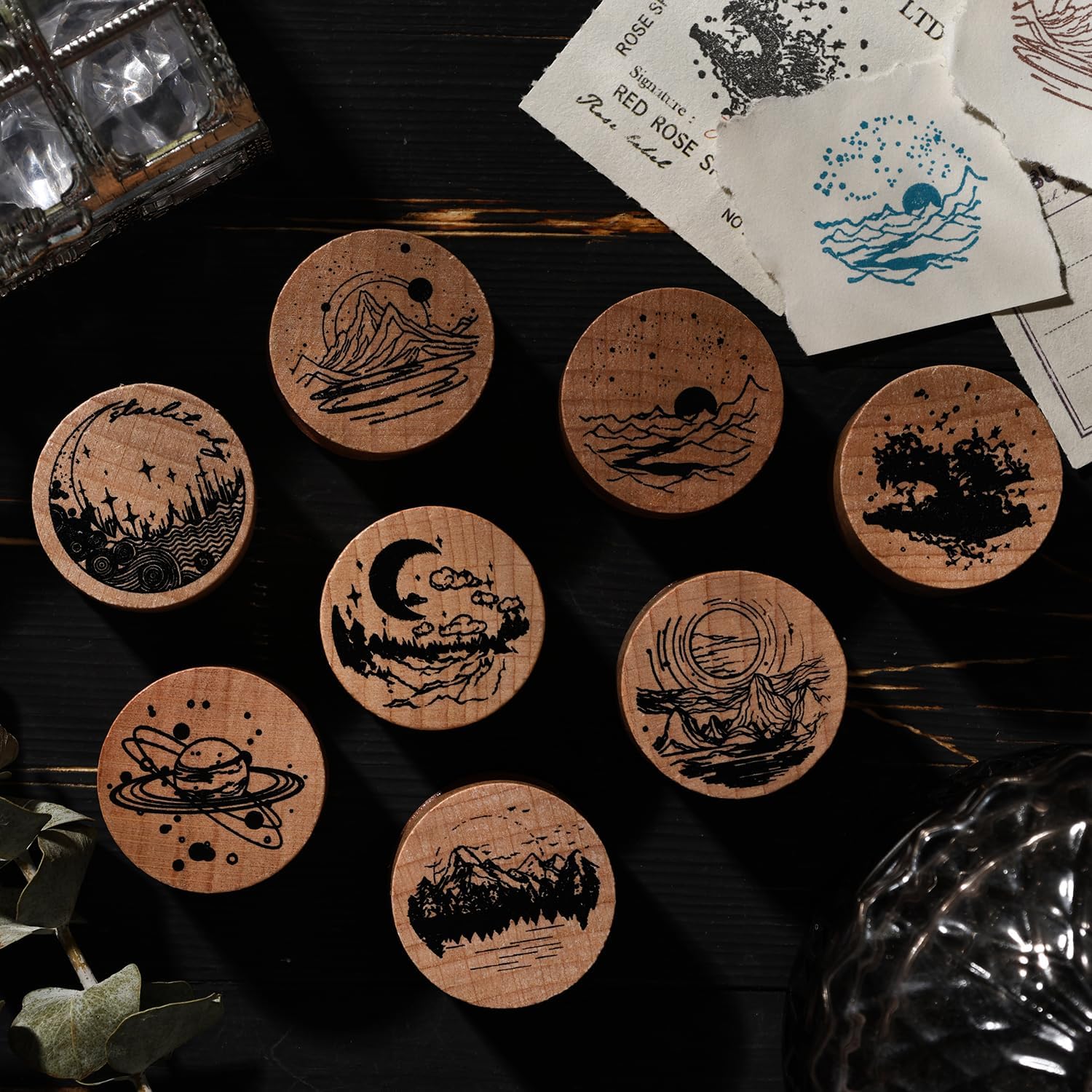 12-Piece Emotion Rubber Wooden Stamps for Journaling Planner image 4