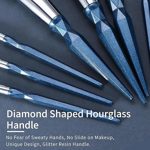 Miniatura 6 de ENZO KEN Juego de brochas de maquillaje azul zafiro profesional, juego de brochas de maquillaje veganas, juego de brochas de maquillaje con estuche,