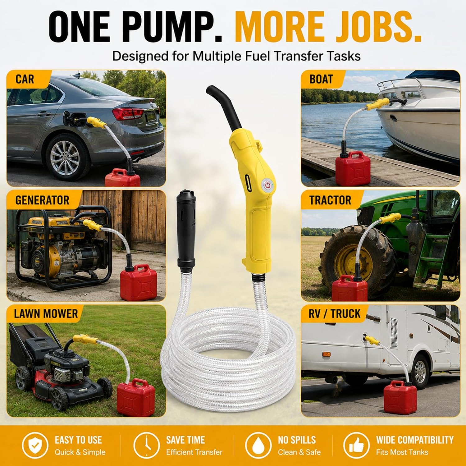 3.5 GPM Rechargeable Fuel Transfer Pump with 65 in Hose & Storage Bag