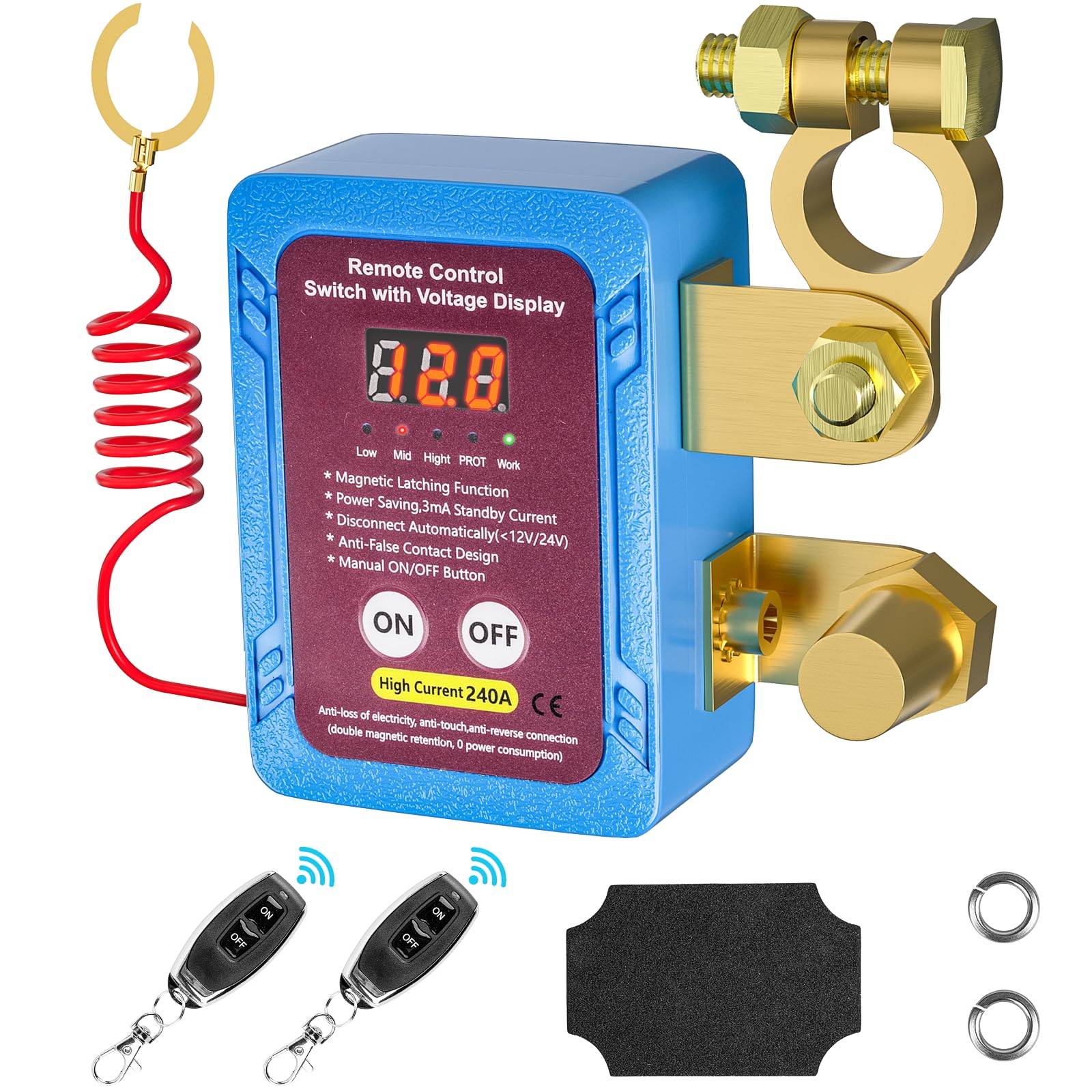 Battery Isolator Kill Switch For Car Remote 12V 240A Automatic... Battery  Disconnect Switch, image size:1600x1600