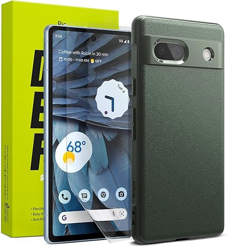 Ringke Onyx - Funda compatible con Google Pixel 7a [verde oscuro] + doble película fácil compatible con Google Pixle 7a