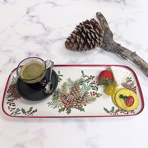 Miniatura 11 de UP ware Poinsettia Joyful Holiday - Bandeja de melamina para servir, bandeja rectangular de 15 x 6.5 pulgadas, bandeja de alimentos sin BPA