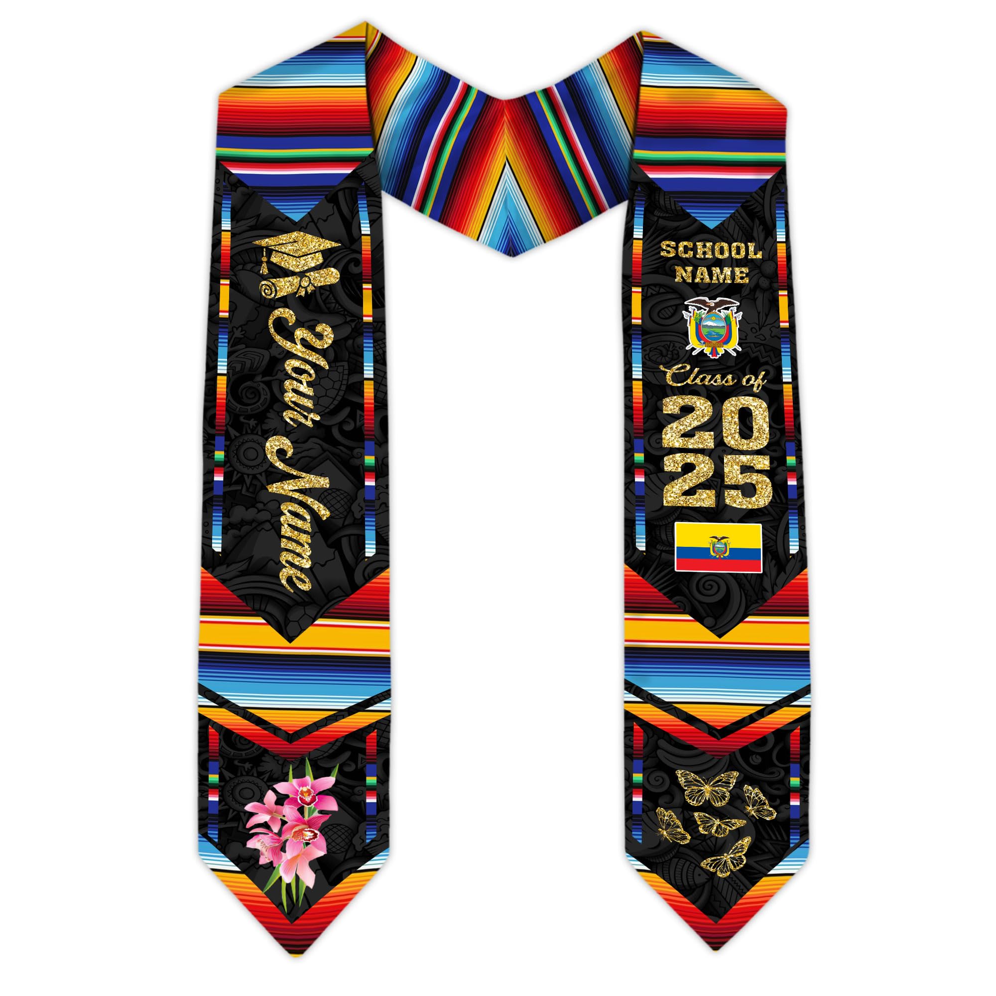 MonkeyVan Ecuador Graduation Stole, Ecuadorians American Flag Graduation Sash 2025, Ecuadorians Graduation Sash Style 20