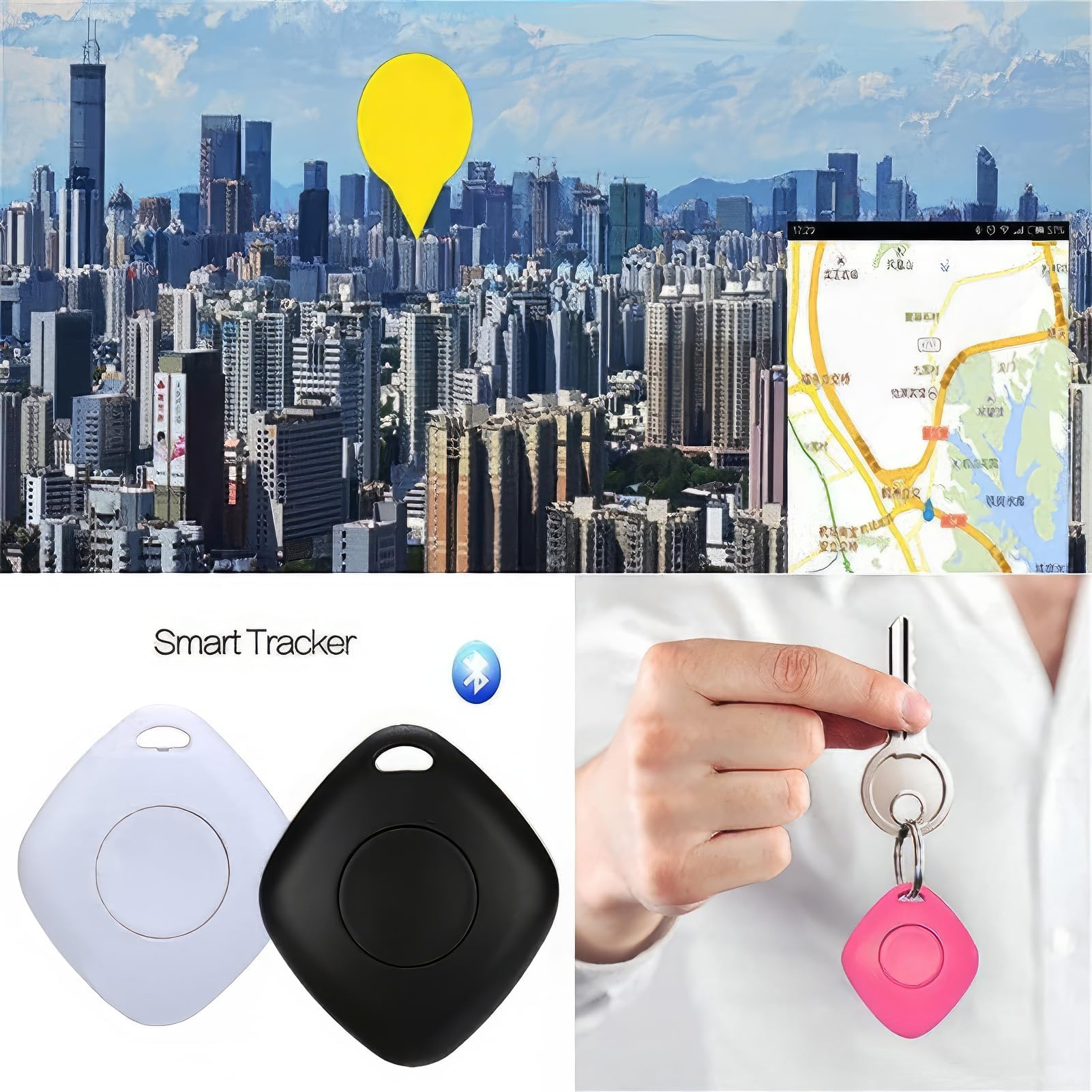 KACEPAR Smart Tracker Bluetooth – Localizzatore Antiperdita Con Allarme, Compatibile IOS E Android, Per Chiavi, Borse E Animali