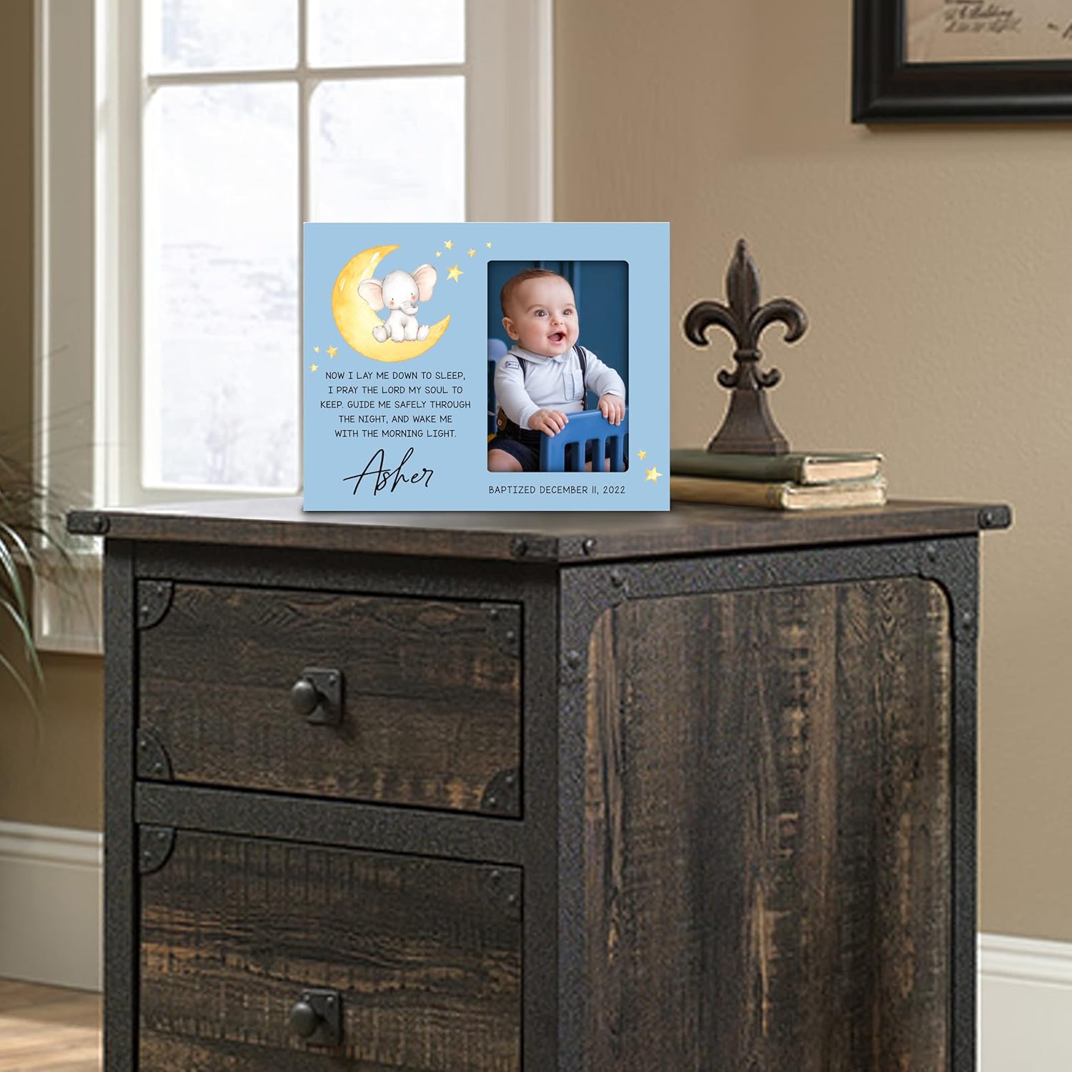 LifeSong Milestones Baptism Picture Frame 8x10 holds 4x6 Photo (Boys - Now I Lay Me Down)