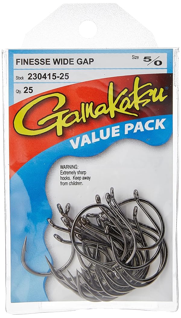 Gamakatsu Finesse Wide Gap Hook-Pack Of 25 (Black, 4/0) by Gamakatsu - Used condition - US$18.52