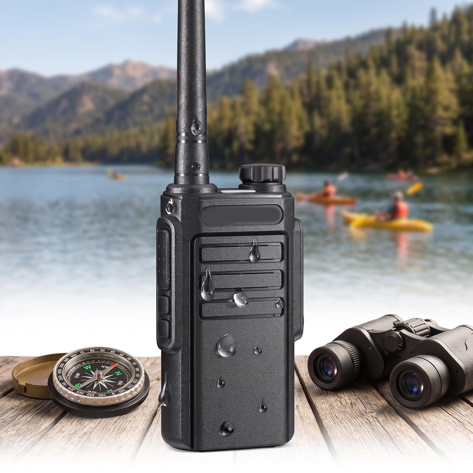 Ricetrasmettitori GMRS, 22 Ricaricabili con Meteo NOAA, 260 Codici Privacy, IP54 Impermeabili, Batteria 1500mAh, Ricarica USB C per Escursionismo, Campeggio, Esterno