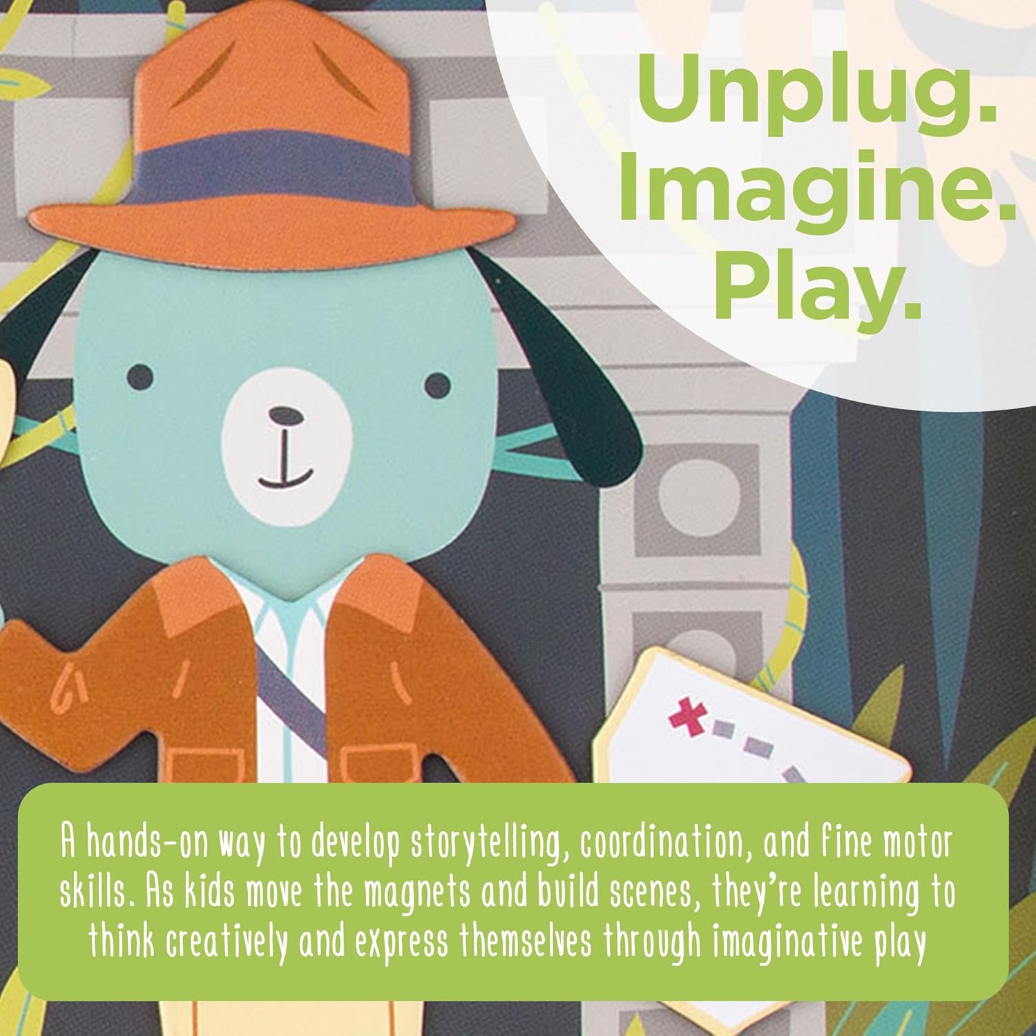 Stephen Joseph, Magnetic Dress Up Dolls 40 PC Play Set – Screen-Free Pretend Play Magnetic Case, Ideal for Ages 3+ – Travel Game for Kids, Magnetic On The Go Activity Set, Dino and Dog