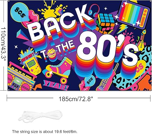 Miniatura 2 de DPKOW Cartel de regreso a los 80 para decoración de fiestas de los 80, decoración retro de la casa de interiores de los años 80, decoración de pared