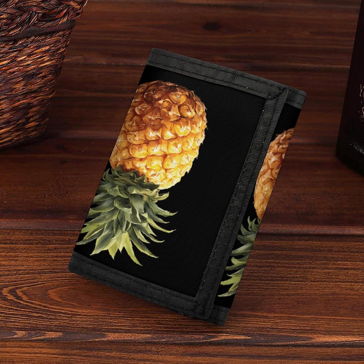 Upside Down Pineapple Trifold Slim Wallet Front Pocket With Money Clip And ID Credit Card Slots For Travel Work