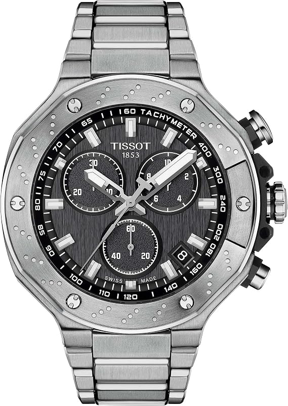 Tissot Mens T-Race Chronograph 316L Stainless Steel case Quartz Watches, Grey, Stainless Steel, 13.95 (T1414171105101)