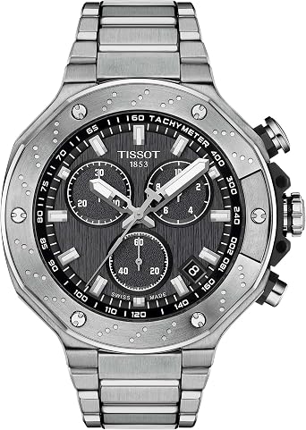 Tissot Mens Tissot T-Race Chronograph 316L Stainless Steel case Quartz Watches, Grey, Stainless Steel, 13.95 (T1414171105101)