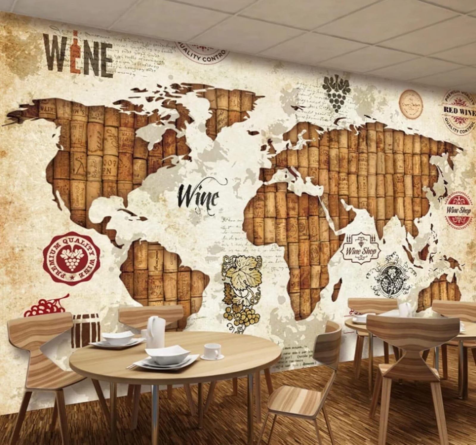 Wallpaper-3D-Xlm 300Cm×210Cm(B×H) Vintage Three Dimensional Relief Abstract World Map 3D Wallpaper Easy Install Feature Office Living Room Sofa Bedroom Tv Background Wall Decoration-300Cm×210Cm