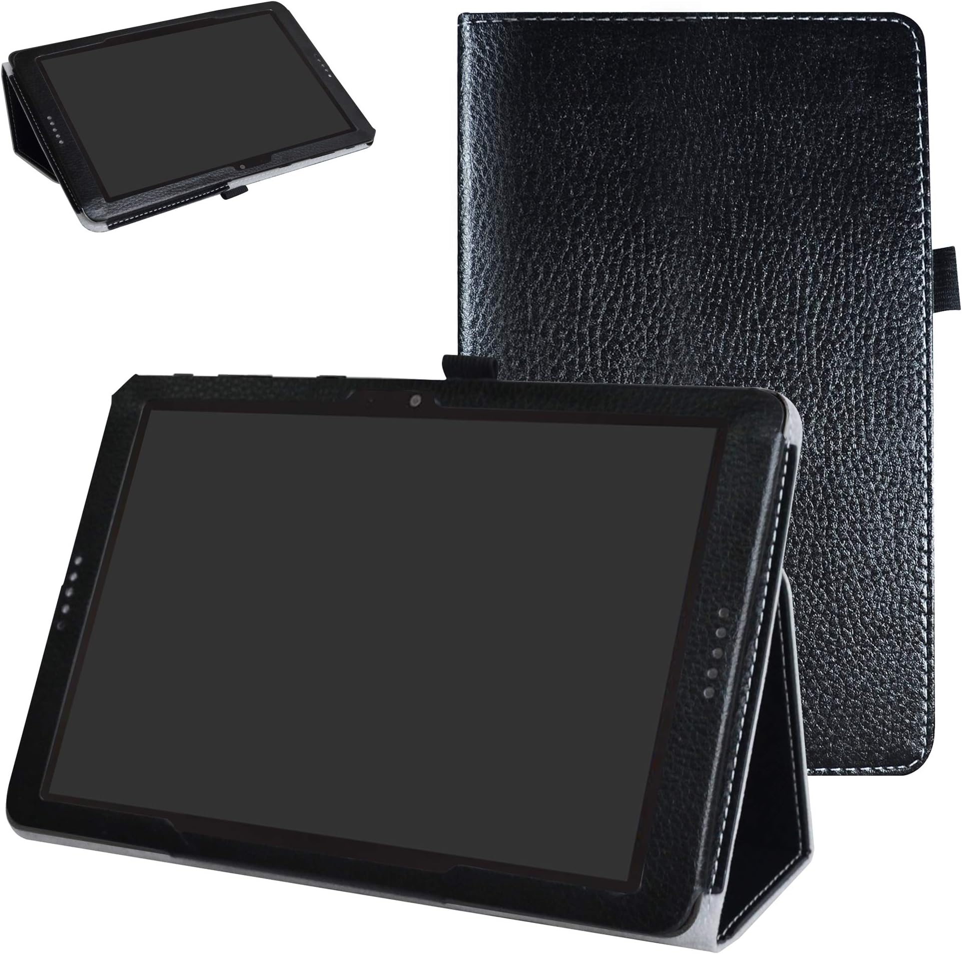 MAMA MOUTH AT&T Primetime Tablet Case,Mama Mouth PU Leather Folio 2-Folding Stand Cover with Stylus Holder for 2017 AT&T Primetime 10" Android Tablet,Black