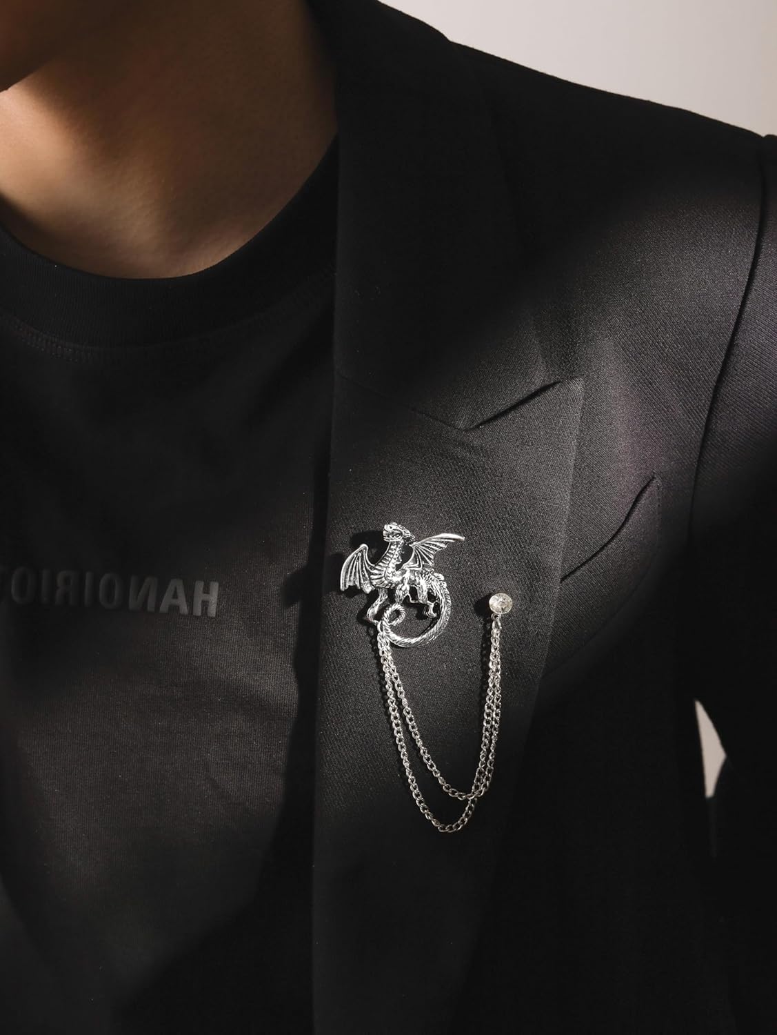 HAQUIL Dragon Brooch Pin Silver Plated Vintage Lucky Accessories Key Ring Jewelry for Men Women - Image 5