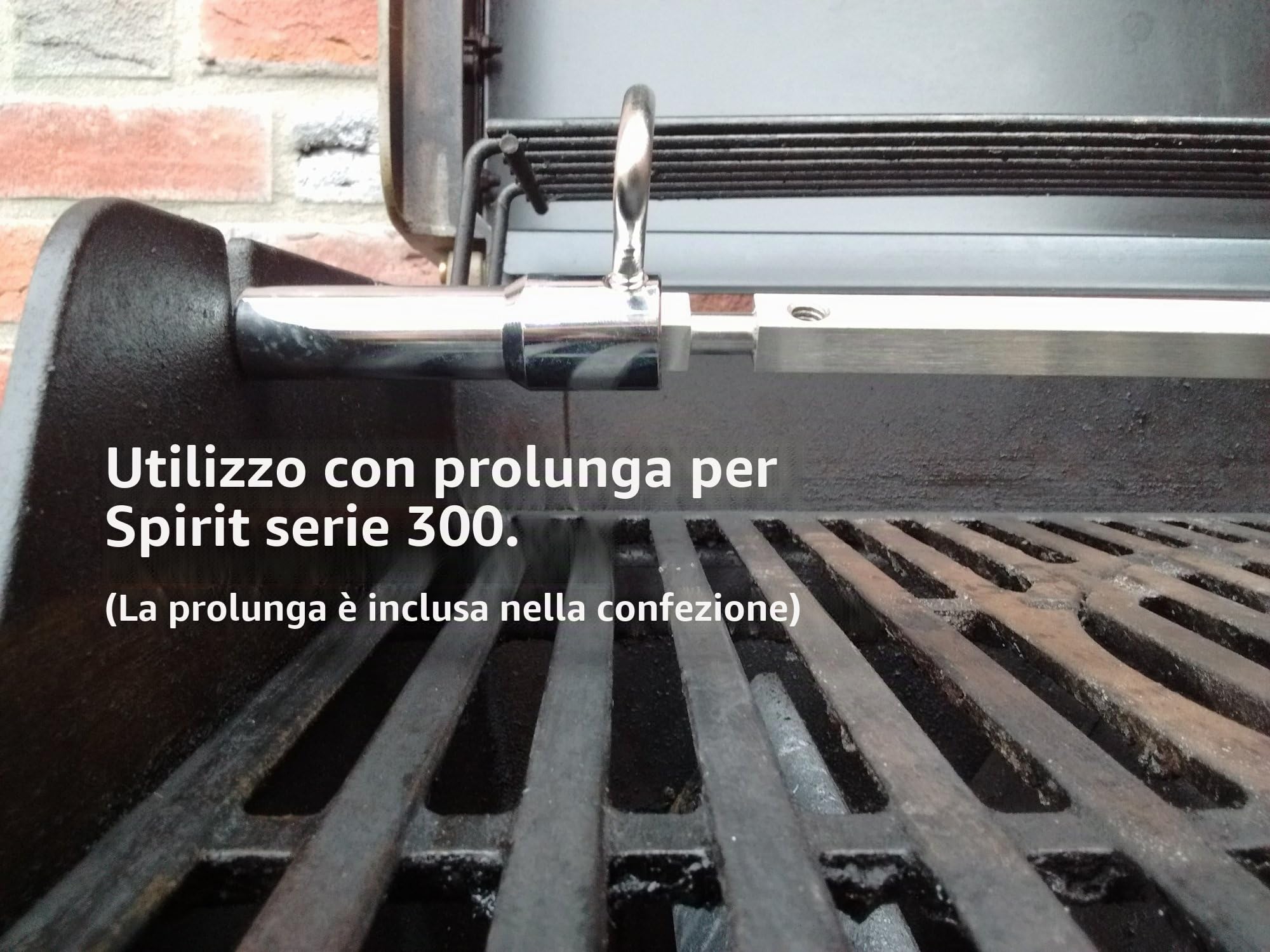 BBQ-Toro Set di spiedini in acciaio adatto per il grill a gas Weber Spirit | con 2 x aghi per carne e motore | Girarrosto