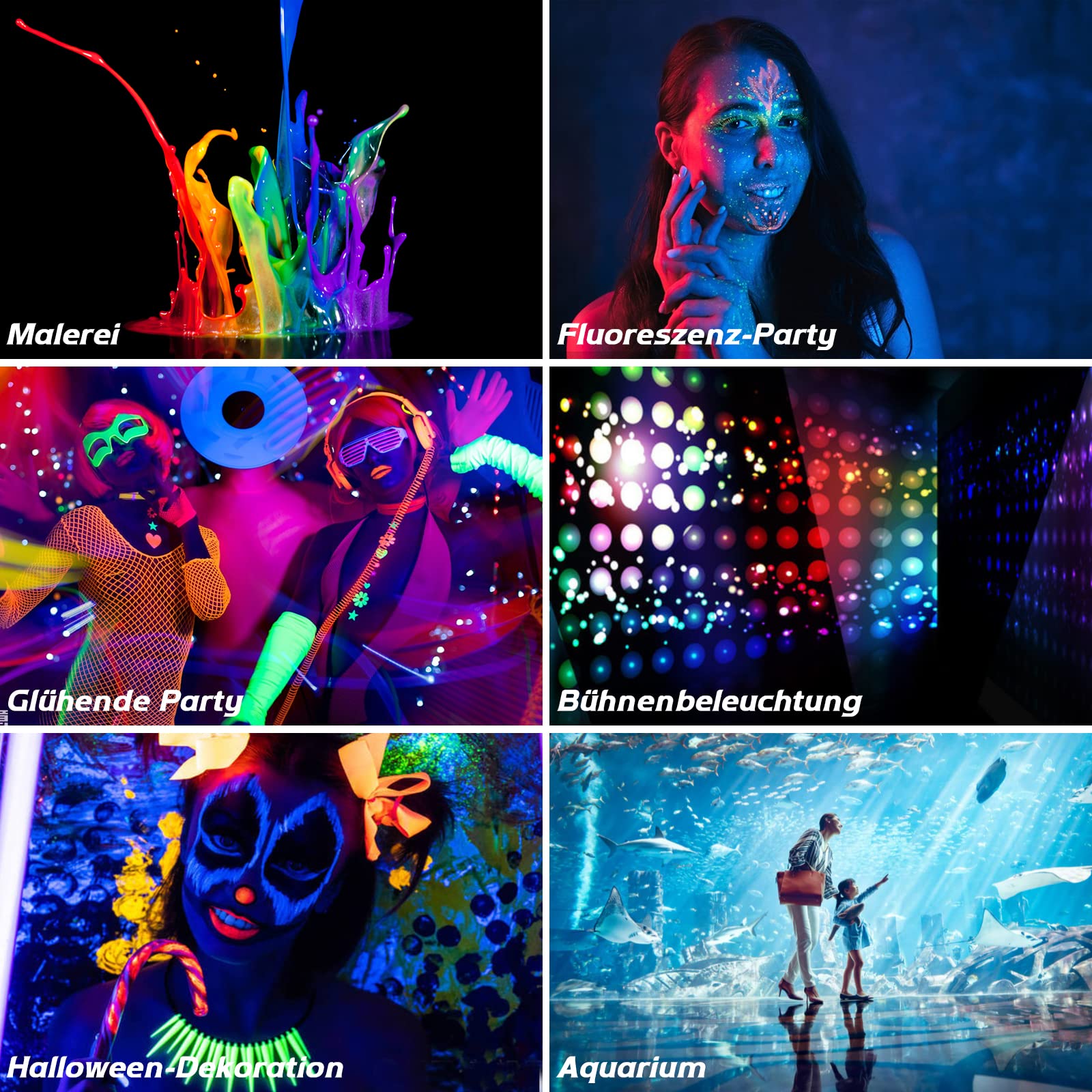 Schwarzlicht Bühnenlicht for Party, 36 LEDS Schwarzlicht Strahler for Disco, Blacklight Partylicht for Halloween Deko, Schwarzlichtlampe Anzug für drinnen, draußen, Hochzeit (4 Packung)