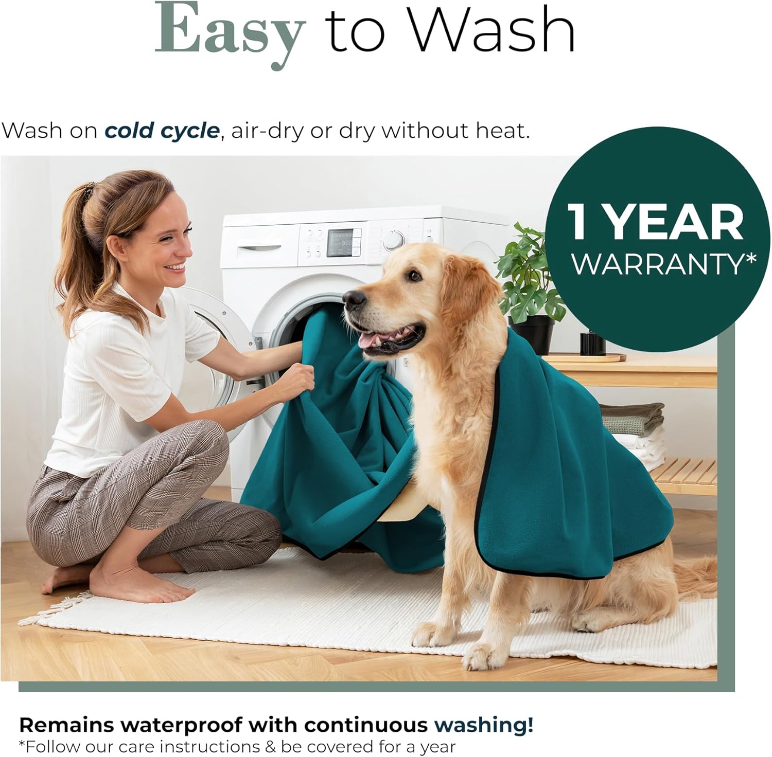 Waterproof Dog Blanket - Multipurpose Lekproof Blanket for Pets or Adults - Furniture Protector for Bed, Couch, Water Proof & Stain Resistant Easy to Clean Throw Blanket, Reversible Blue 50"x60"