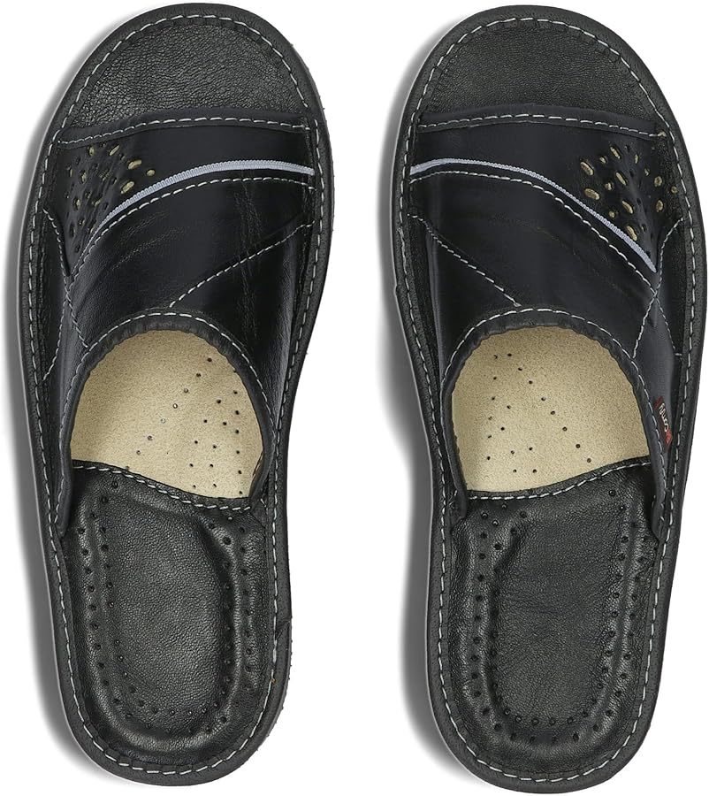 BeComfy Pantoufles Hommes Chaussons Cuir Véritable Mules