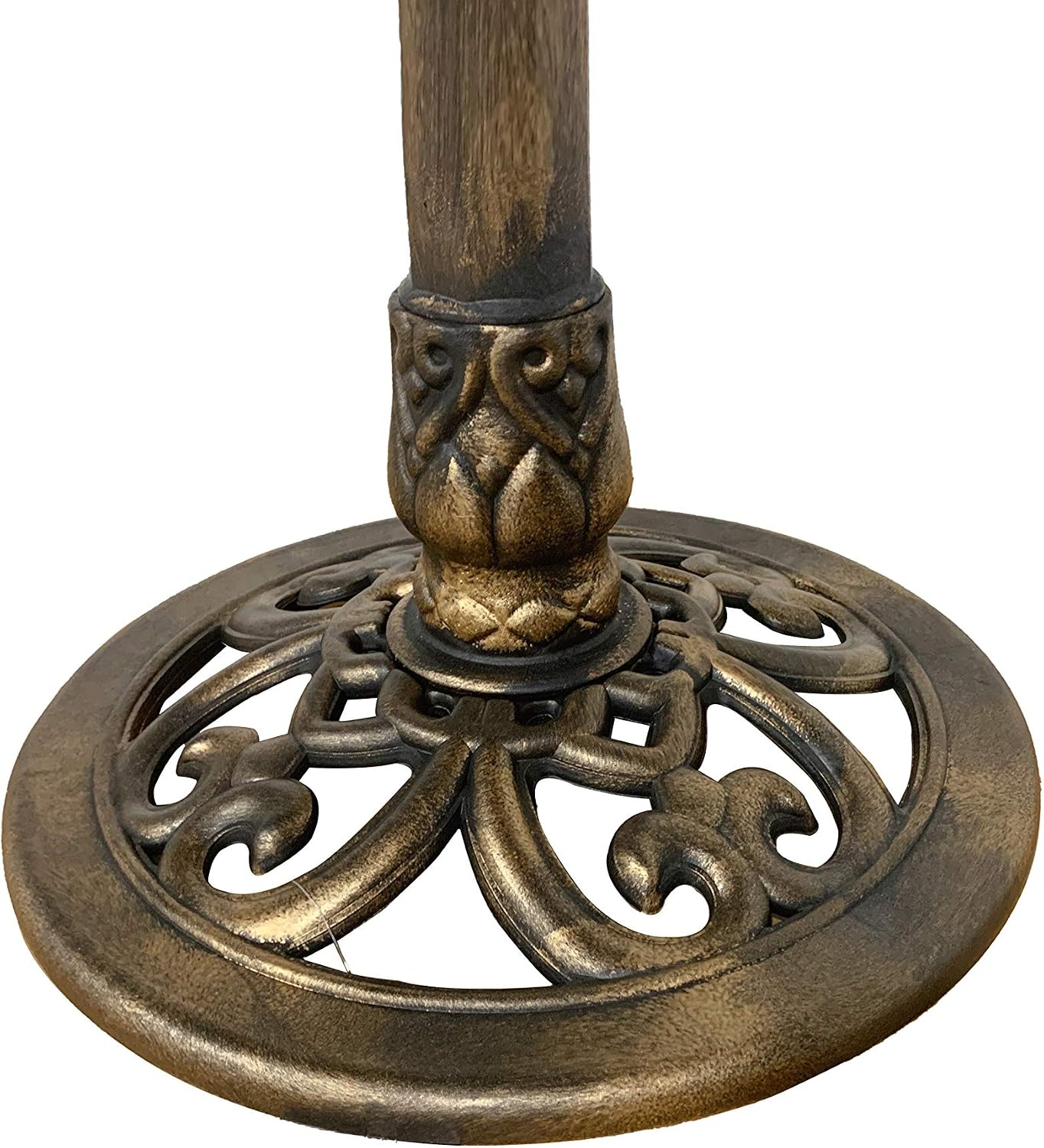 Birdbath Vintage Bronze 28" Height Pedestal Bird Bath Antique Outdoor Garden Decor Vintage Yard Art Green Resin Fleur de lis Accents