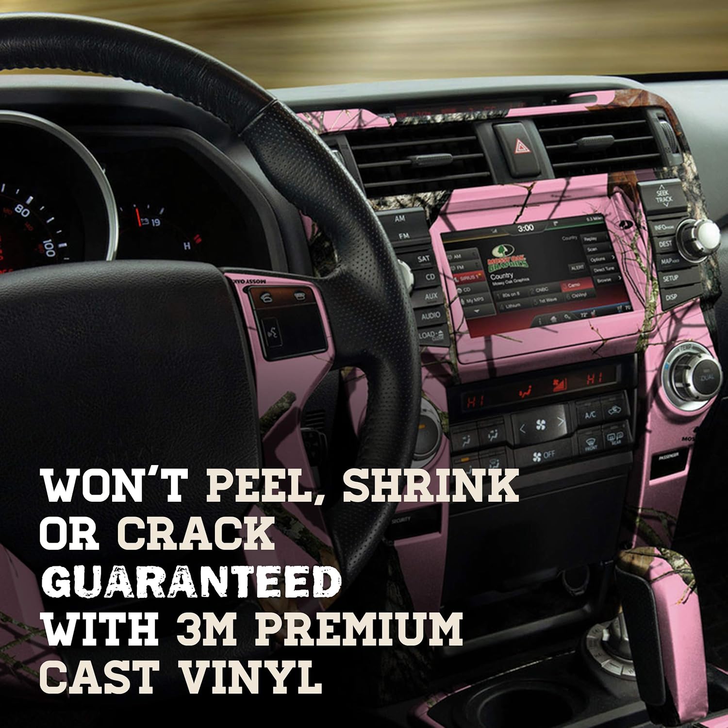 Mossy Oak Graphics Interior Auto Dash Kit, Easy to Install, No-fade, Cast Vinyl, Break-up Pink 14011-BUP