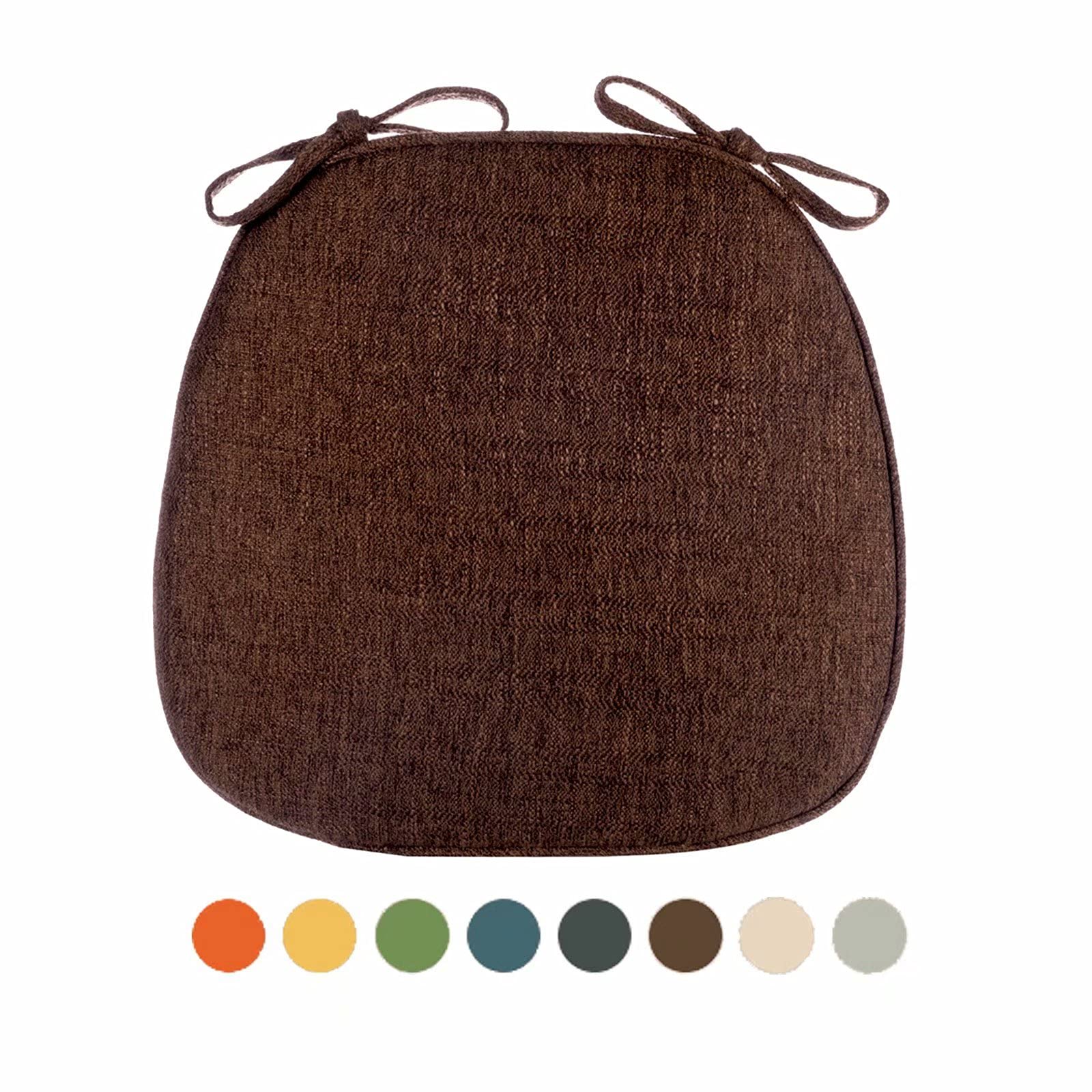 CFMZ Dining Chair Cushions with Ties, Kitchen Chair Cushions X4, Seat Pads for Dining Chairs, No Slip Detachable Seat Cushions for Kitchen Chairs, Chair Cushions for Dining Room 4 Pack Brown