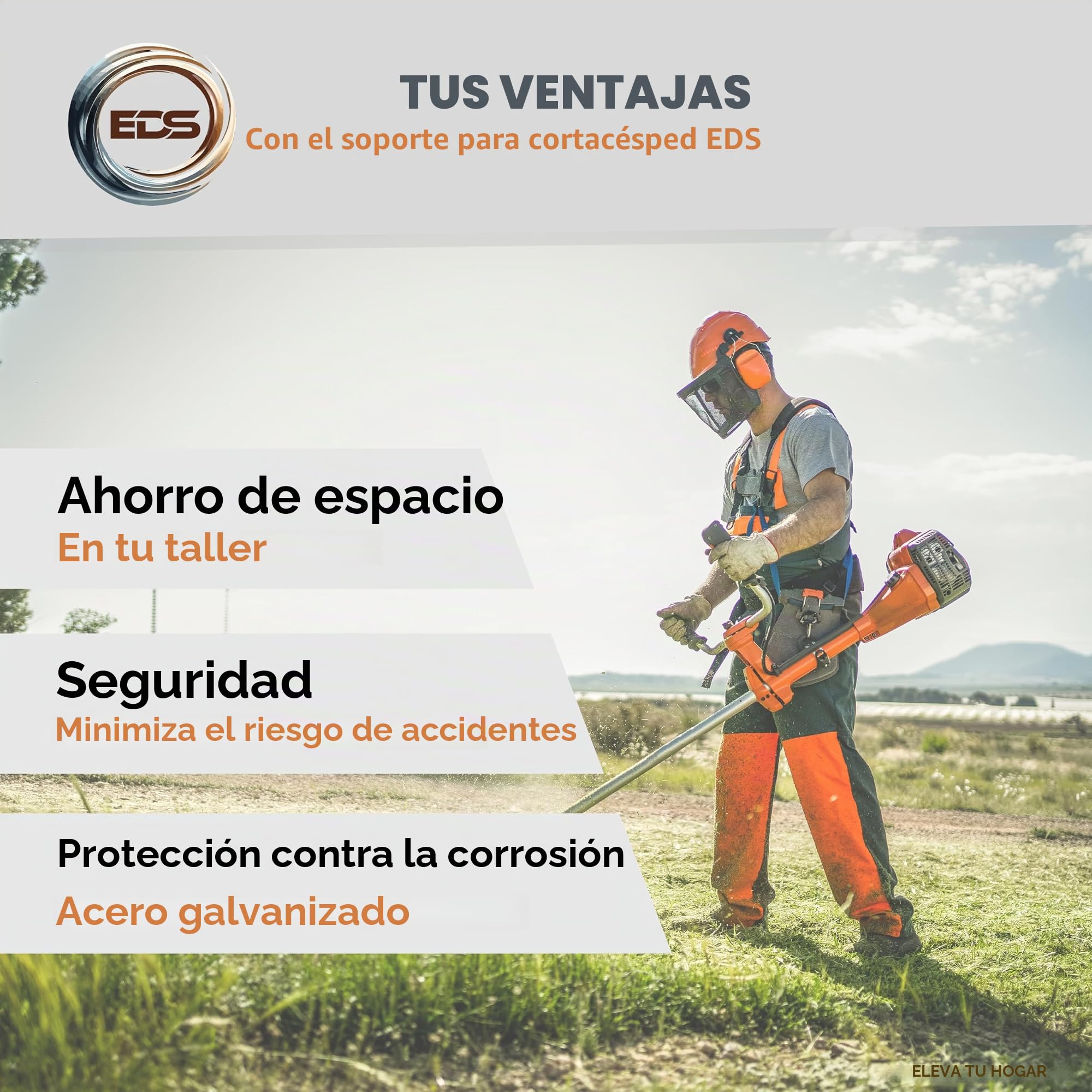 EDS Estante de almacenamiento de aleación de acero – Negro cortador de cepillo/cortadora de césped – Fabricado en Alemania, soporte de pared para Stihl, Einhell, Makita, Bosch, Pike, etc.