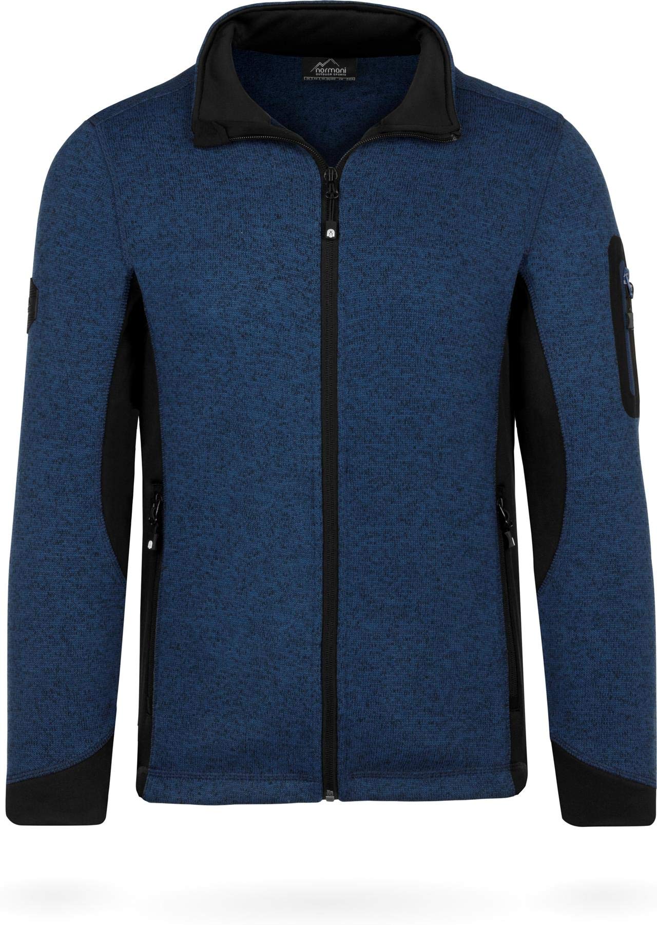 normani Herren Strick-Fleecejacke Strickjacke Cardigan mit Stehkragen und Seitentaschen Outdoor Sweatshirt