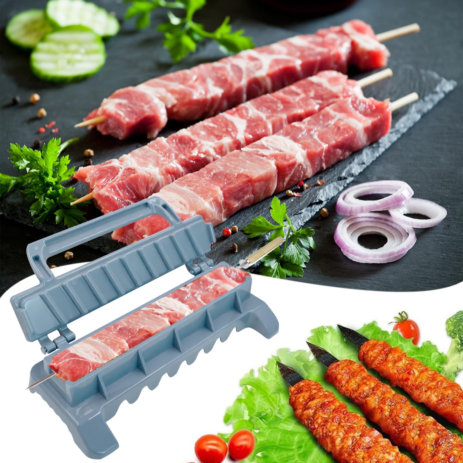 Kebab Maker - Spiedini per kebab e kebab manuali, spiedini per barbecue, facile da usare, kebab essenziali, in plastica