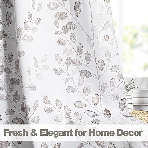Miniatura 4 de MYSKY HOME Cortinas para dormitorio, juego de 2 paneles con aislamiento térmico para ventanas pequeñas, estampado de hojas, cortinas clásicas para