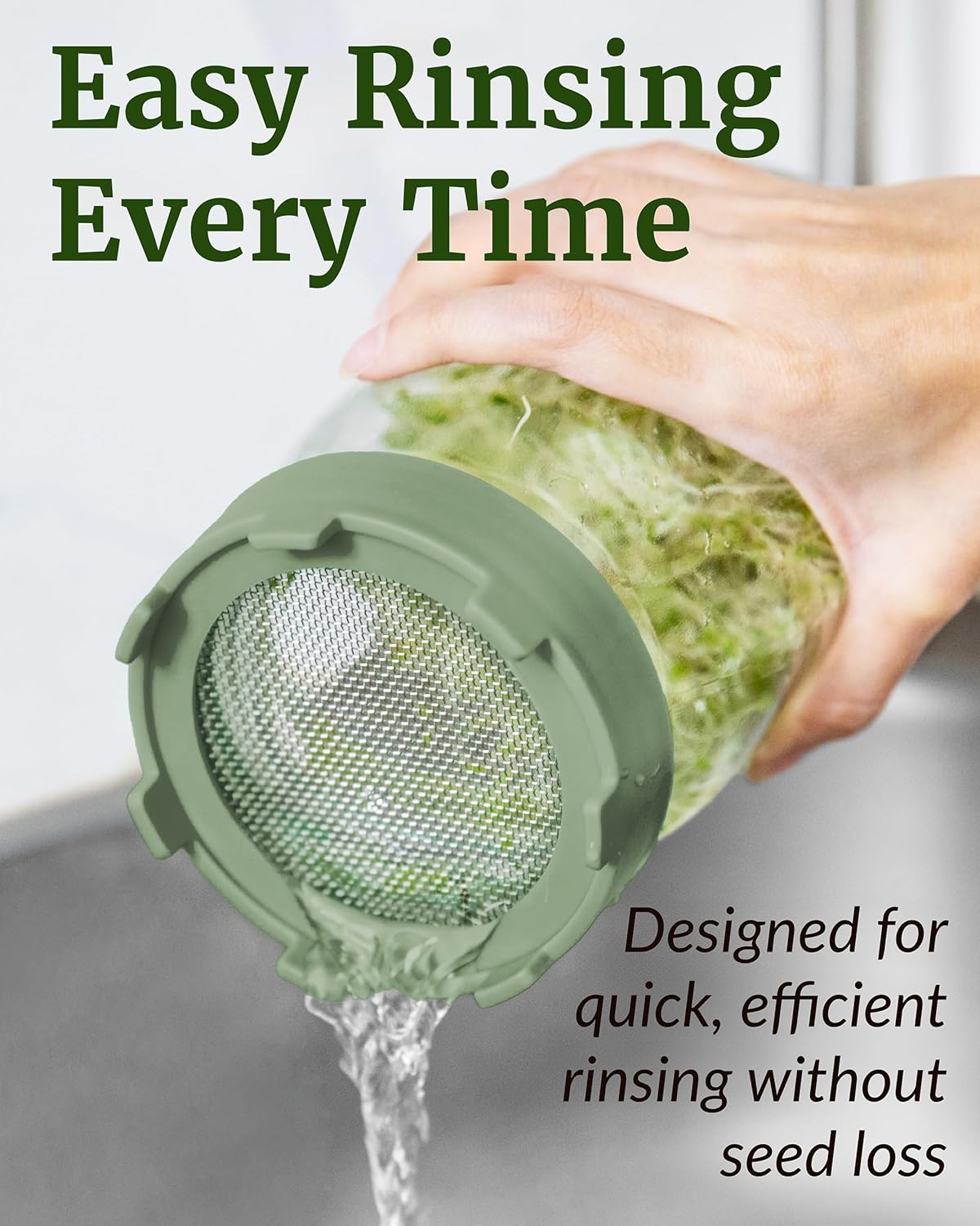 Elementi Sprouting Jar Kit - Set of 2 Wide Mouth Mason Jars with Sprout Lids & Stainless Steel Mesh Screen - Seed Sprouting Kit & Sprout Jars for Growing Broccoli Sprouts, Alfalfa, Mung Bean Sprouter