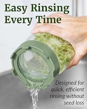 Elementi Sprouting Jar Kit - Set of 2 Wide Mouth Mason Jars with Sprout Lids & Stainless Steel Mesh Screen - Seed Sprouting Kit & Sprout Jars for Growing Broccoli Sprouts, Alfalfa, Mung Bean Sprouter